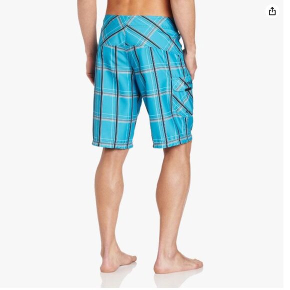 Hurley Men's Puerto Rico Suede Boardshort Trunks Drawstring Plaid Blue, Sz 28/S - Picture 2 of 9